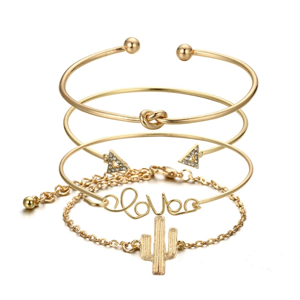 LAST SET!!! GOLD Tone 4 Set Boho Cactus Love Knot - Picture 5 of 7